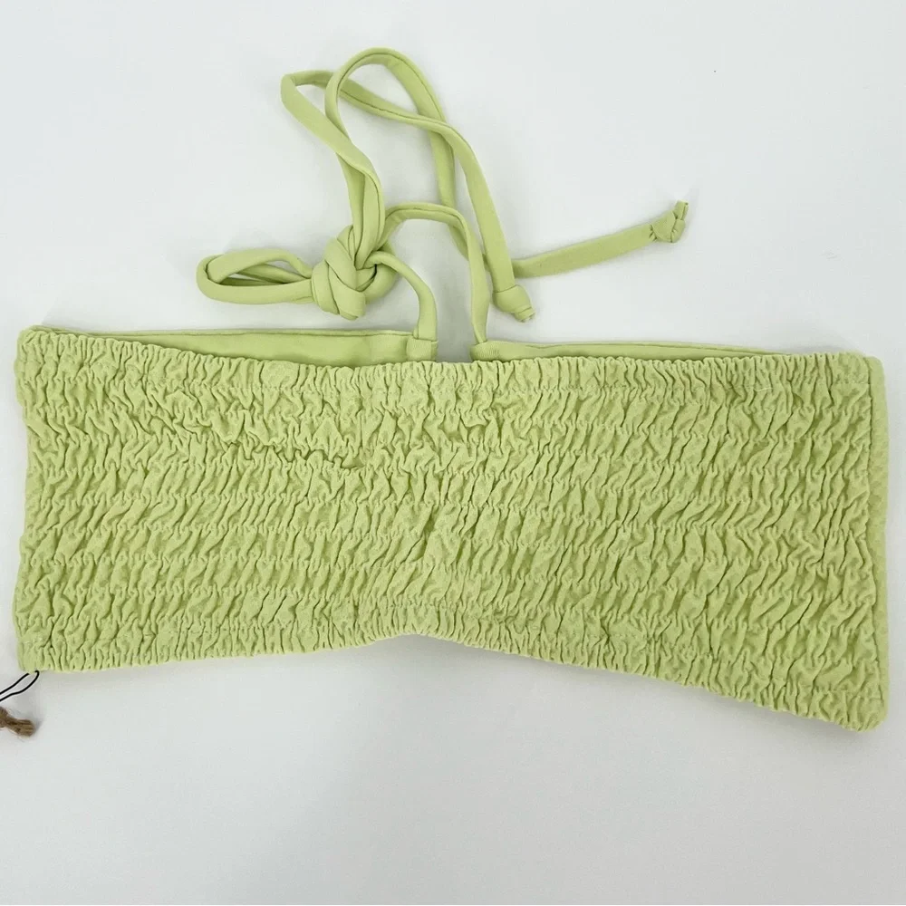 Stone Fox Swim Womens Bralette Bikini Top Size XS Light Green Butterfly Pique